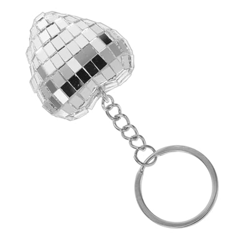 STOBAZA Herzförmiger Discokugel Schlüsselanhänger Silber Spiegelkugel Anhänger Leichtes Party Deko Accessoire Retro Glamour für Hochzeit Geburtstag Feier von STOBAZA