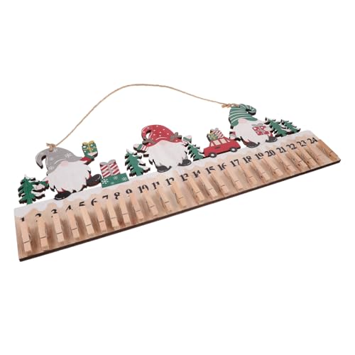 STOBAZA Holz Adventskalender Türhänger mit Klammern Weihnachts Countdown Dekoration Langlebiger Holzanhänger für Stilvolle Weihnachtsdeko Geeignet für Haustür und Wohnzimmer von STOBAZA