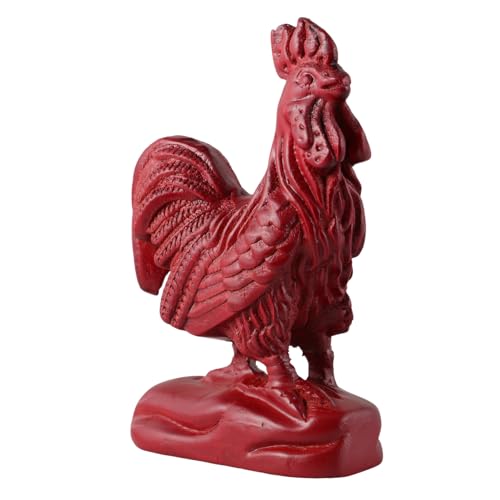 STOBAZA Holzkunst Hahn Figur Handgeschnitzt Roter Sandelholz Hahn Skulptur Dekorativ für Wohnzimmer Büro Stilvolle Holzfigur Tierdeko Langlebig von STOBAZA