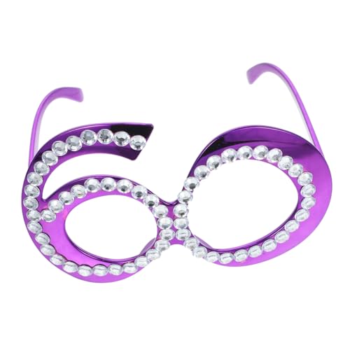 STOBAZA Lustige Jahre Geburtstagsbrille aus Robustem Kunststoff mit Strasssteinen Leichte Partybrille als Foto Requisite für Damen und Herren Einzigartiges Zahlen Design für von STOBAZA