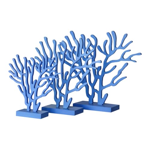 STOBAZA Mediterranes Korallen Holzornament im Stil Kreatives Wohnaccessoire für Kinderzimmer und Büro Lebendige Tischdeko Teilig Blau Zuhause von STOBAZA