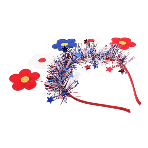 STOBAZA Patriotisches Of July Haarband mit Roten Weißen und Blauen Blumen Dekorativer Stirnband für Unabhängigkeitstag Geeignet für Partys Paraden und Festliche Anlässe von STOBAZA