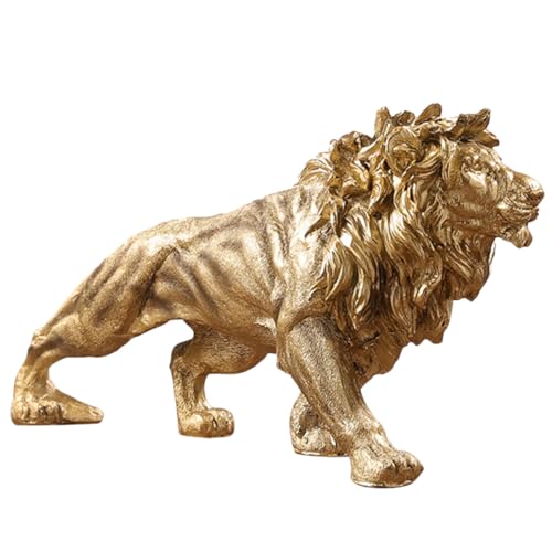 STOBAZA Resin Löwenfigur Kleine Tischdekoration Büro Ornament Handwerkskunst Glatte Oberfläche Retro Stil Praktische Heimdekoration von STOBAZA