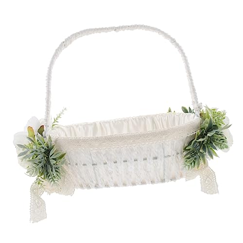 STOBAZA Romantischer Hochzeitskorb Handgewebter Blumenkorb eleganter Griff für besondere Anlässe von STOBAZA