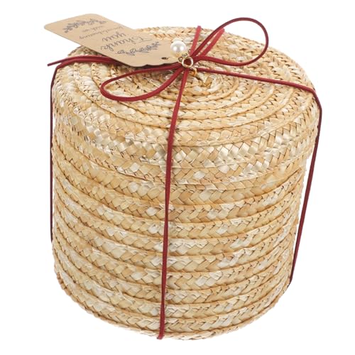 STOBAZA Runder Aufbewahrungskorb aus Geflochtenem Rattan mit Lederband Multifunktionale Geschenkverpackung und Dekoration für Zuhause Büro zur Aufbewahrung von Kleinteilen STOBAZA Runder Aufbewahrungskorb aus Geflochtenem Rattan mit Lederband Multifunktionale Geschenkverpackung und Dekoration für Zuhause Büro zur Aufbewahrung von Kleinteilen von STOBAZA