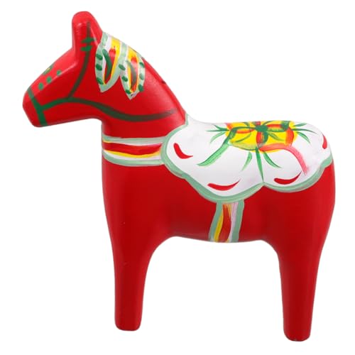 STOBAZA Schwedisches Dalapferd Holzfigur Handgeschnitzt Nordic Stil Deko Skulptur für Wohnzimmer und Festliche Wohnkultur Langlebiges Holzornament als Kreatives für Zuhause von STOBAZA