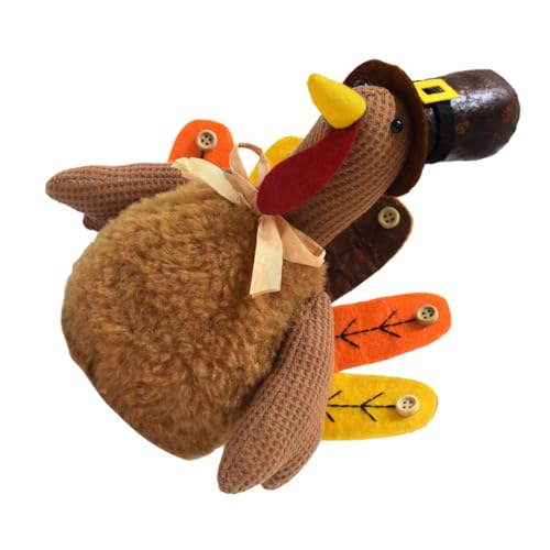 STOBAZA Weicher Thanksgiving Truthahn Plüschpuppe Stehende Deko Herbstfest Stofftier Für Familien Herbsternte Tischdekoration von STOBAZA