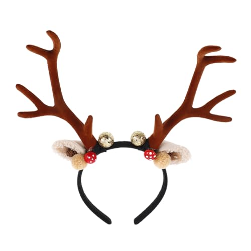 STOBAZA Weihnachtlicher Rentier haarreif mit Braunen Filzgeweihen Komfortabler Sitz Geschlechtsneutraler Kopfschmuck für Festliche Outfits und Weihnachtsfeiern von STOBAZA