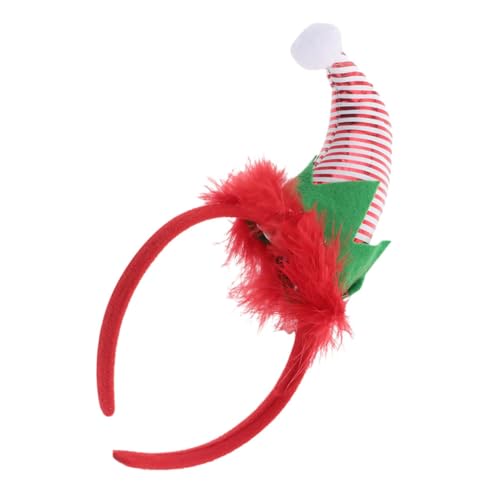 STOBAZA Weihnachtliches Haarreif mit Satin Elfenmütze Niedlicher Xmas Kopfschmuck für Frauen Festliches Party Accessoire Rotes und Weißes Stirnband für Weihnachtsfeier von STOBAZA