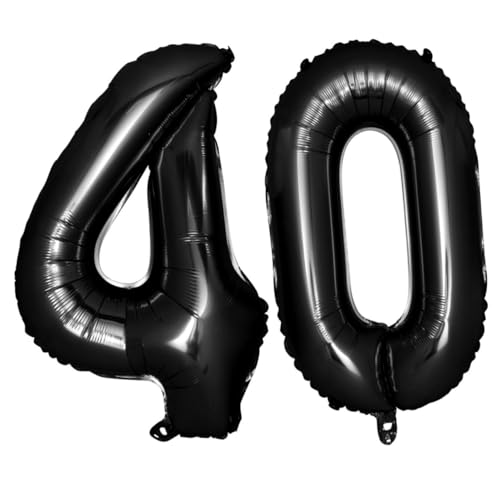 STOBAZA Zahlen Folienballons Schwarz mit Selbstsiegelnd Wiederverwendbar für Geburtstagsdeko Jubiläum Party Zubehör von STOBAZA
