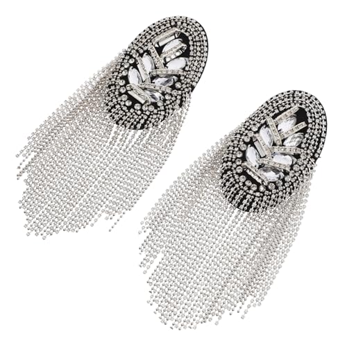 STOBOK 1 Paar Quaste Schultermarke Kostüm Schulterklappen Epauletten Männerzubehör Schulter Quasten Anstecknadeln für Damen Silber Blazer -Schulterbrett Fransen Epaulette Silver STOBOK 1 Paar Quaste Schultermarke Kostüm Schulterklappen Epauletten Männerzubehör Schulter Quasten Anstecknadeln für Damen Silber Blazer -Schulterbrett Fransen Epaulette Silver von STOBOK
