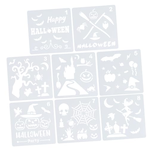STOBOK 1 Satz Halloween-zeichnungsvorlage Halloween-zeichnungsschablonen Zeichenschablonen Für Doodle-schablonen Party Halloween-schablonen Dekorationen Fallen Weiß Plastik 8 Stück von STOBOK