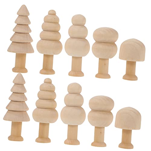 STOBOK 1 Satz Kleiner Holzpilz Mini Dekorationen Dekorativ Weihnachten Diy Liefert Holzbäume Für Heimwerker Unfertige Diy-holzbäume Holzbaum Zum Malen Holzbaum Für Diy Lotusbaum 10 Stück von STOBOK