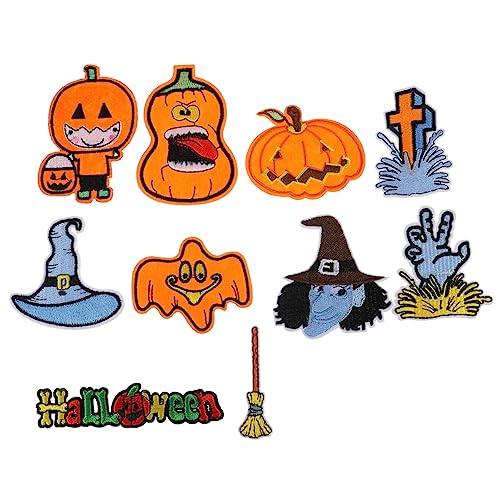 STOBOK 1 Satz Kürbisschädel -stoffaufkleber Halloween Costume Halloween Kleidung Halloween Decorations Nähen Patch Halloween-tuch Gestickte Aufnäher Stoff-polyester-vliesstoff 10 Stück von STOBOK
