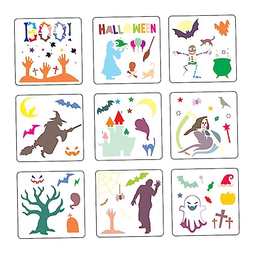 STOBOK 1 Satz Malvorlage Halloween Schablonen Halloween Vorlagen Halloween Pet Vorlagen Gemischt Kinderzeichnungsvorlage Gruselig Diy-vorlage Halloween-diy-tool Das Haustier Weiß 9 Stück von STOBOK