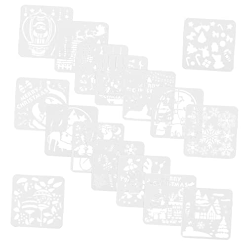 STOBOK 1 Satz Malvorlage Weihnachtsschablonen Weihnachtsförmchen Zeichnungsvorlage Weihnachtsmalerei Vorlagen Weihnachtszeichnungsschablonen Weihnachtsmalschablonen Plastik 16blatt von STOBOK