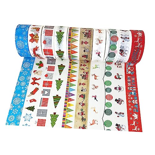 STOBOK 1 Satz Papier Klebeband Das Band Gemustertes Band Bastelbänder Gold Weihnachtsdeko Weihnachts-washi-tape Abreißbares Washi-tape Mehrzweck-washi-tape 10 Rollen von STOBOK