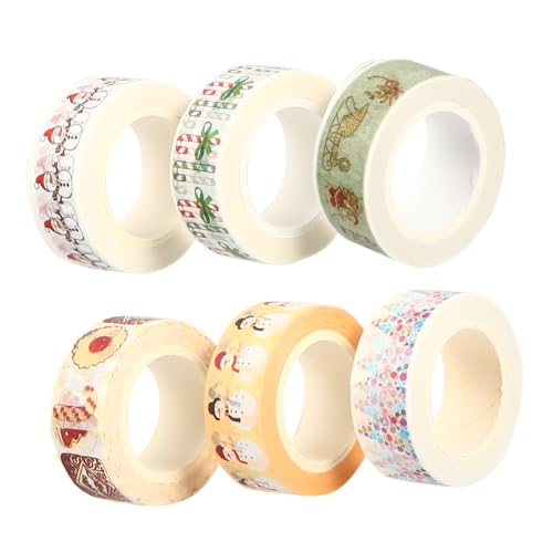 STOBOK 1 Satz Papierbanddekoration Bandfarbe Für Zum Einpacken Dekoratives Abdeckband Dekorationen Scrapbooking Tape Weihnachtsdekoration Planerband Party Farbig 6 Stück von STOBOK