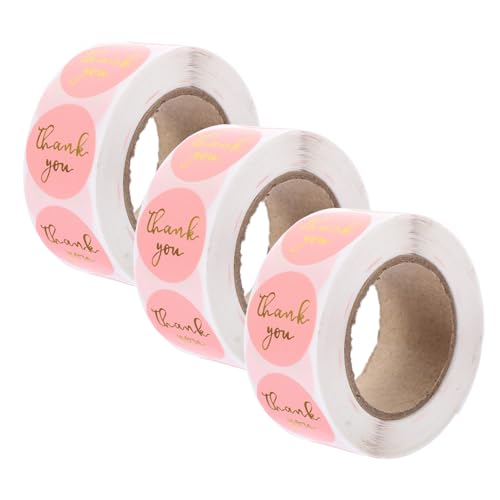STOBOK 1 Satz Runden Danke Gruß Stichworte Schild Tipps Personalisierte Sticker Personalisierte Aufkleber Etikettenaufkleber Für Verpackungen Dekorativer Geschenkaufkleber Rosa 3rollen von STOBOK