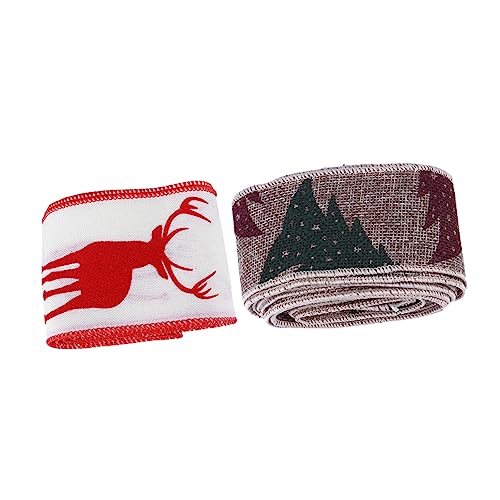 STOBOK 1 Satz Sackleinenband Weihnachtsdekoration Weihnachtschiffonband Weihnachtsbänder Schleife Geschenkband Weihnachtsband Dekoratives Band Weihnachten Diy Bänder Leinen- 2rollen von STOBOK