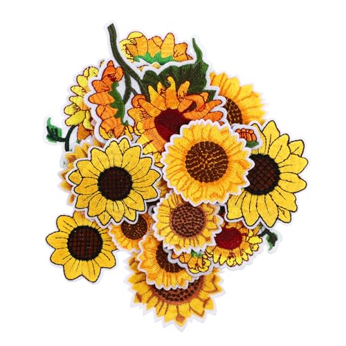 STOBOK 1 Satz Sonnenblumenstickerei Sonnenblume Bügelbild Sonnenblumen-aufnäher Aufnäher Für Mützen Sonnenblumen-eisen Auf Patches Rucksack-patches Blumenbeete Polyester Kleidung Plakette von STOBOK
