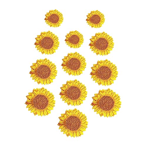 STOBOK 1 Satz Stickereiflecken Kleidung Blume Patch Zubehör Nähen Bestickt Sonne Gestickte Aufnäher Party Stickaufkleber Stoff 12 Stück von STOBOK
