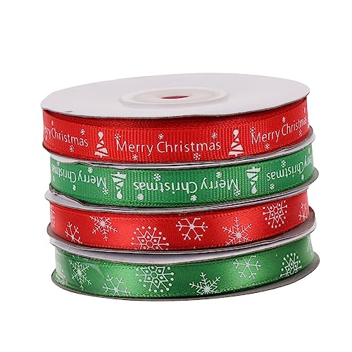 STOBOK 1 Satz Weihnachtsdekorationsband Schleife Weihnachtsdekorationen Fröhliche Weihnachtsbänder Blaues Band Weißes Band Baum Party Hochzeit Sackleinenband Weihnachtsseidenband 4rollen von STOBOK