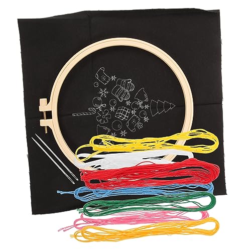 STOBOK 1 Satz Weihnachtskreuzstich Häkelset für Anfänger Stickgarn und Nadel Stickgarn-Kit Stickerei embroidery set embroidery fabric Material zum Sticken Cross -Stitching -Kit Polyester von STOBOK