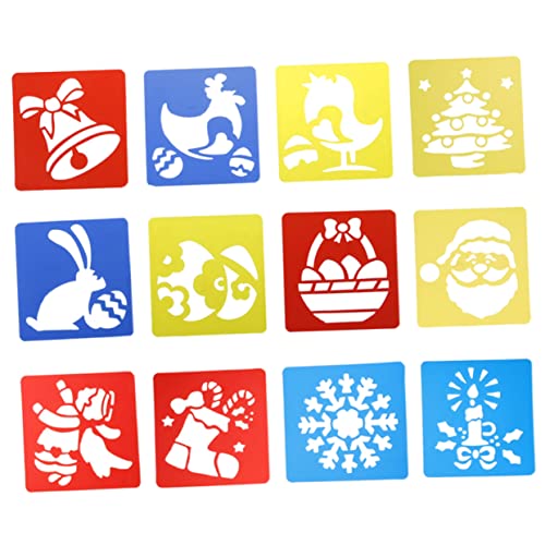 STOBOK 1 Satz Zeichnungsvorlage -werkzeug Diy Malschablone Weihnachts-scrapbooking-vorlage Malvorlagen Für Weihnachten Weihnachtsmalerei Zeichnen Malen Umweltschutz Pp-material 12 Stück von STOBOK