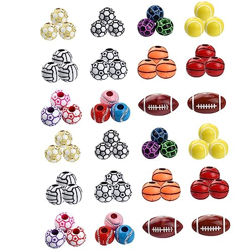STOBOK 1 Schachtel Lose Perlen Zum Thema Sport Baseball-perlen-halskette Fußball-charms Disco-kugel-perlen Spaßschlüssel Dekorative Kästen Mit Deckel Fußballspielzeug Zubehör Acryl von STOBOK