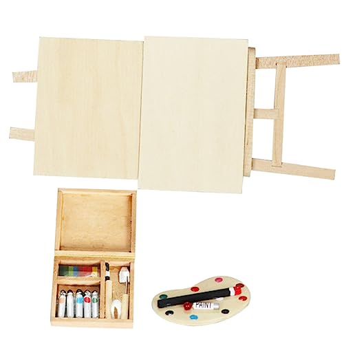STOBOK 1 Set Puppenhausmaler Miniaturhaus Winzige Puppenhausmöbel Puppenhausbausatz Mini Möbel Staffelei Gewächshausbausatz Mini Freunde Zeug Mini Hausbausatz Marken Aus Holz von STOBOK