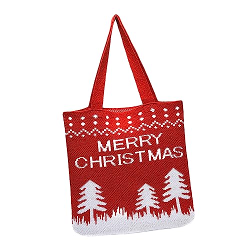 STOBOK 1 Stück Stricken Aufbewahrungstasche weihnachtsbaumsack christbaumsack strandkã¶rbe purse Taschen Weihnachtsbaum-Einkaufstasche Weihnachtstasche Weihnachts-Umhängetasche Garn rot von STOBOK