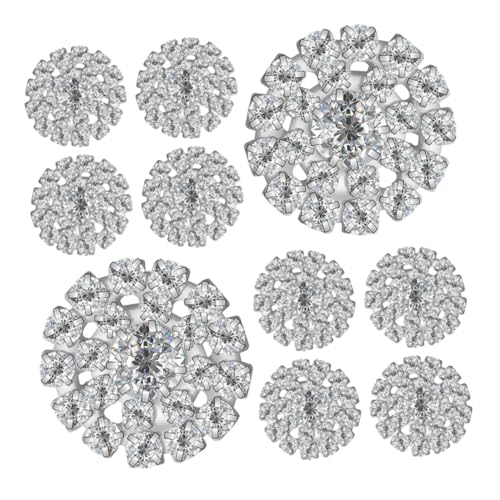 STOBOK 10 Runde Strassknöpfe: Glitzernde, Flache Rückseite, Glänzende Dekorative Knöpfe Für Selbstgemachten Haarschmuck, Zöpfe, Stirnband, Brautaccessoires, Styling Für Besondere Anlässe von STOBOK