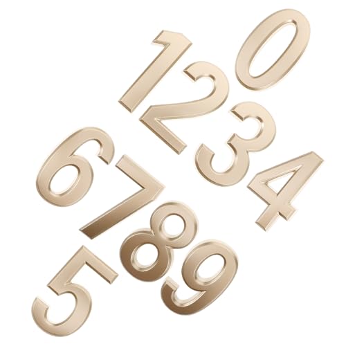 STOBOK 10 Stück Hausnummer aus Metall Zahlenaufkleber für Mailbox Gold goldene Nummernaufkleber Hausadressenschild Adressschild Zahlenstrahl Mailboxnummern Hausnummern Abs von STOBOK