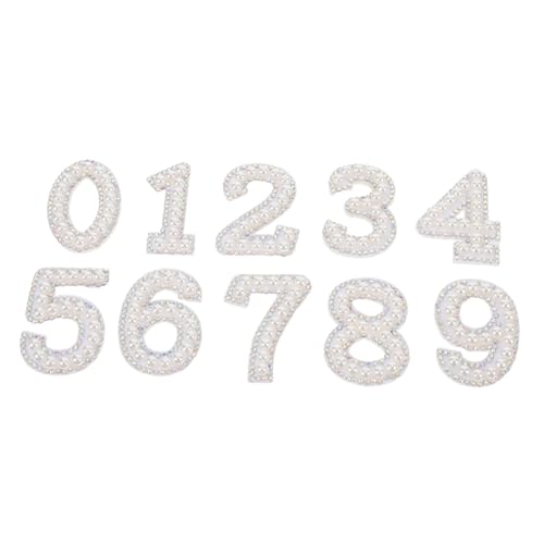 STOBOK 10 Stück Pearl Diamond Aufkleber gestickter Nummernaufnäher Strassaufnäher für Kleidung Strassflecken für Kleidung Strass -Kleidungsstätten Zahlen Reparatur Patch Zahlenpatch Stoff von STOBOK