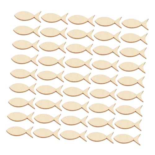 STOBOK 100 Stück Holzdekorationsblatt Fischausschnitte Kunsthandwerk Aus Holz Unfertige Tierausschnitte Aus Holz Diy Bastelausschnitte Holzverzierungen Buchsbaum Beige von STOBOK