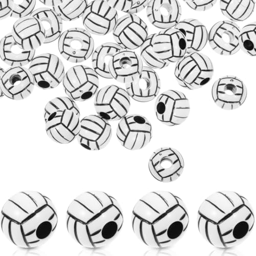 STOBOK 100st Volleyball-perlen Kreisperlen Bulk-schmuck Schmuck Diy Volleyball Perlen Sportball-anhänger Volleyball Lose Perlen Volleyballband Schmuckperlen Acryl Schmücken Handbuch von STOBOK