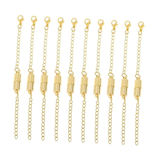 STOBOK 10Stück Halskettenverlängerer Teilig Magnetische Schmuck Linker für Armbänder und Halsketten Einfach Anzubringen für Schmuckherstellung und DIY Projekte Goldene Farbe von STOBOK