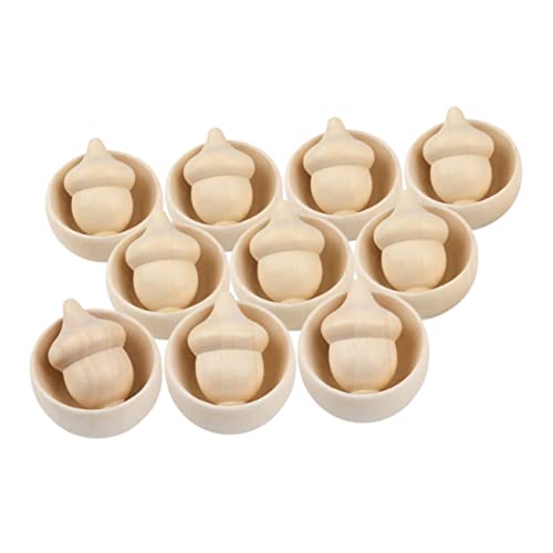 STOBOK 10sätze Unbehandelte Holz Schalen DIY Eicheln Bastelset Handwerk Spielzeug Für Junge Mädchen Und Erwachsene von STOBOK