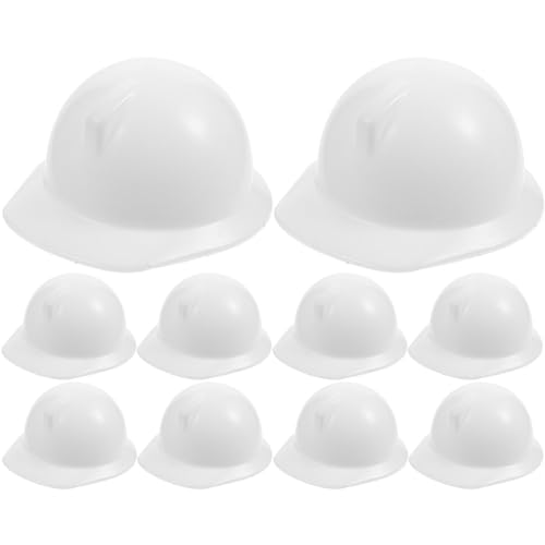STOBOK 10er-pack Weiße Miniaturhelme Kunststoff-mini-sicherheitshut Für Puppen Dekoration Zum Spielen Und Für Zuhause von STOBOK