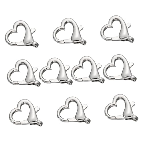 STOBOK 10stücke Teiliges Herzform Lobster Clasps Für Taschen Und Koffer Silber Langlebig Und Leicht Für Und Schmuckherstellung von STOBOK