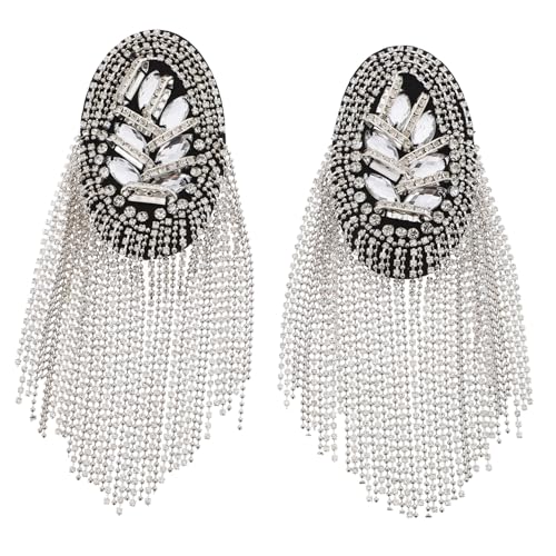 STOBOK 12 Paare Fransen Epaulette Planke Verzierungen Schulterklappen Silber Einheitliches Zubehör Blazer Quasten Anstecknadeln Für Damen Männer Trimmen Schulterbrett Gothic Kostüm Silver von STOBOK
