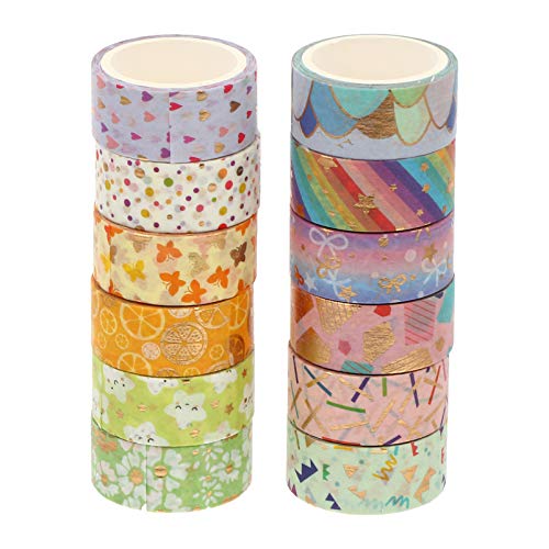 STOBOK 12 Rollen Aufkleber aus Washi-Papier Geschenkverpackungsband Scrapbooking-Washi-Aufkleber Waschi Washi-Tape für Kinder dekoratives Klebeband Hand zerrissen Taschenaufkleber Japan von STOBOK
