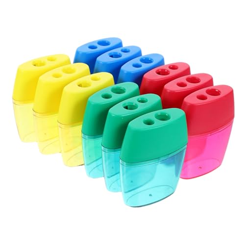 STOBOK 12 Stück Bleistiftspitzer Mit Doppelloch Bleistiftspitzer Für Das Klassenzimmer Manuelle Bleistiftspitzer Heavy Duty Bleistiftspitzer in Der Hand Handspitzer Für Bleistifte Plastik von STOBOK