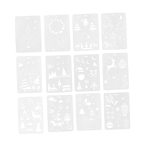 STOBOK 12 Stück Malvorlage bastelmaterial für weihnachtsmotiv xmas present Schablone Weihnachtsdekorationen weihnachtsmalerei vorlagen hohle Zeichnungsvorlage Haustier Kunststoff Weiß von STOBOK