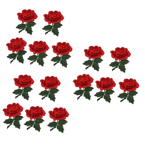 STOBOK 15 Stk rote Jeans Rosendekor bestickte Jacke Hemd Damenjacke Rucksack Stickerei Patches Stickerei Blumen Gefälligkeiten Abzeichen schmücken Zubehör Kleidung 3d Applikationen von STOBOK