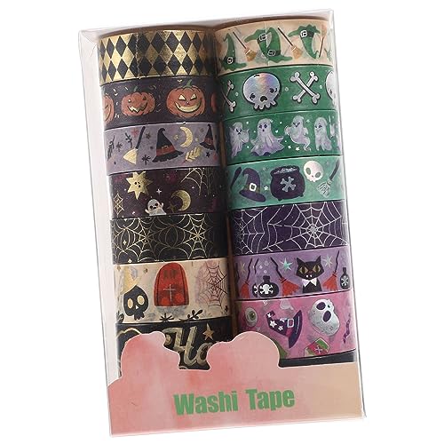 STOBOK 16 Rollen Diy Klebeband Kürbis Washi Tape Halloween-band Halloween-feiertagsband Halloween-klebeband Washi-tape Halloween-washi-papier Japanisches Papier Einstellen Bronzieren von STOBOK