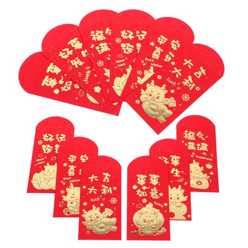 STOBOK 18 Stück rote Umschlagtasche Drachen Geldumschlag rotes paket des neuen jahres Bargeldfüllung briefumschläge Frühling Festival Red Envelope Cartoon-Umschläge Papier von STOBOK