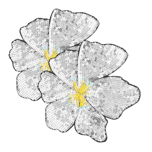 STOBOK 2 Große Blumenapplikationen: Paillettenperlen Und Glitzerblumen-aufnäher – Funkelnde Verzierungen Zum Aufnähen Für Jacken, Kleider Und Hüte von STOBOK