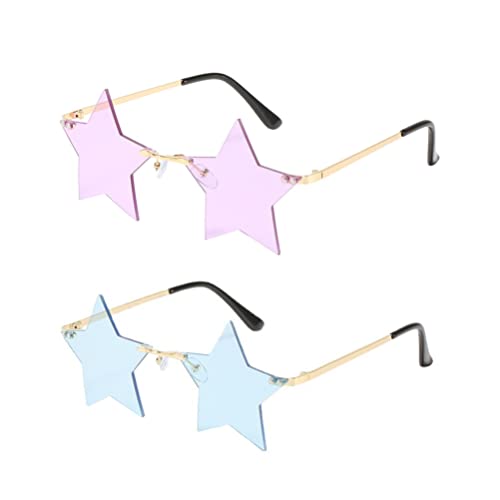STOBOK 2 Paare Fünfzeigte Sternbrillen Mode Sonnenbrille Frameless Transparente Brillen Party Sterne Sonnenbrille Blau+ Lila STOBOK 2 Paare Fünfzeigte Sternbrillen Mode Sonnenbrille Frameless Transparente Brillen Party Sterne Sonnenbrille Blau+ Lila von STOBOK